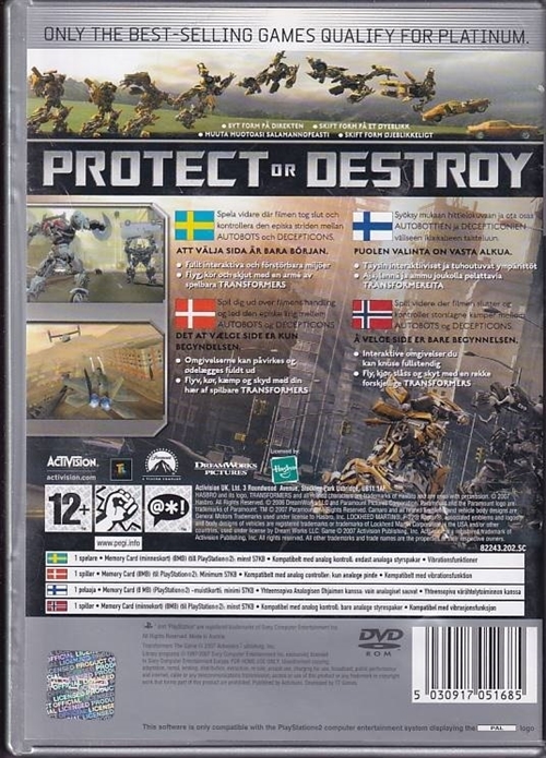 Transformers the Game - Platinum - PS2 (B Grade) (Genbrug)